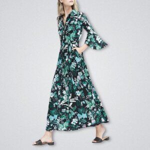 Banana Republic Floral Maxi Dress Flutter Sleeves Botanical Print Multicolor W 4